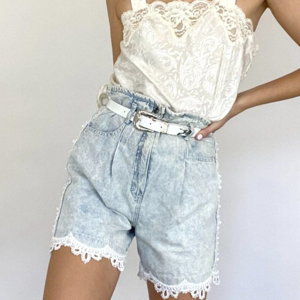 Vintage Switch USA Denim High Waist Western Lace Shorts